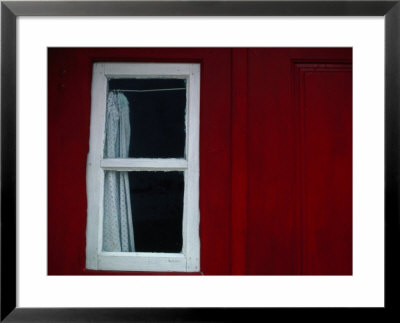 Detail Of Red House With Curtained Window, Castelo De Vide, Alto Alentejo, Portugal by Jeffrey Becom Pricing Limited Edition Print image