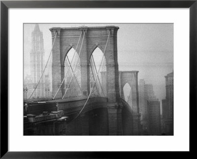 New York City's Brooklyn Bridge During A Bleak Afternoon by Leonard Mccombe Pricing Limited Edition Print image