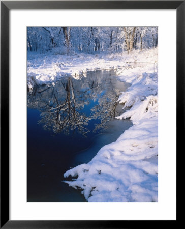 Morning Light On Reflections And Snow-Covered Creek, Illinois, Usa by Willard Clay Pricing Limited Edition Print image