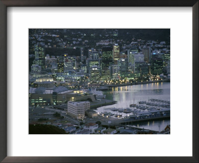 Te Papa Museum Marina And City Lights In The Evening, Wellington, North Island, New Zealand by D H Webster Pricing Limited Edition Print image