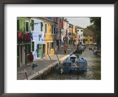 Couloured Houses With Washing Lines, Alongside Canal, Burano, Venetian Lagoon, Veneto, Italy by James Emmerson Pricing Limited Edition Print image