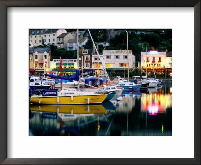 Lights And Yachts Reflected In Harbour At Dusk, Torquay, Torbay, England by David Tomlinson Pricing Limited Edition Print image
