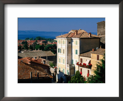 Buildings Of Village With Lake Bolsena Beyond, Bolsena, Lazio, Italy by David Tomlinson Pricing Limited Edition Print image
