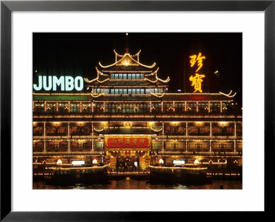 Jumbo Floating Restaurant At Night, Aberdeen, Hong Kong, China by Holger Leue Pricing Limited Edition Print image