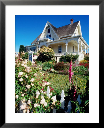 Historic House With Garden Flowers In Foreground, Mendocino, California by John Elk Iii Pricing Limited Edition Print image