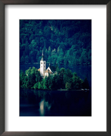 Church Of The Assumption On Blejski Otok With Bled Castle, Bled, Gorenjska, Slovenia by Richard I'anson Pricing Limited Edition Print image