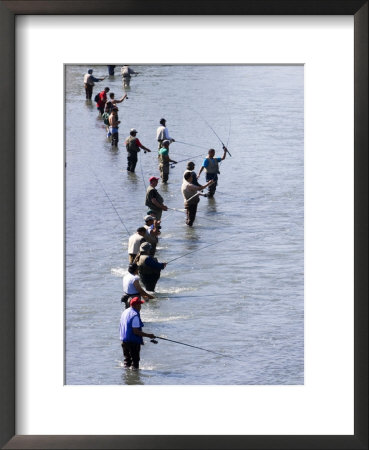 Fishermen Line Ship Creek During Salmon Run, Anchorage, Alaska by Brent Winebrenner Pricing Limited Edition Print image