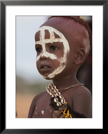 Portrait Of A Hamer (Hamar) Child At Evangadi Dancing (Night Dance), Dombo Village, Turmi, Ethiopia by Jane Sweeney Pricing Limited Edition Print image
