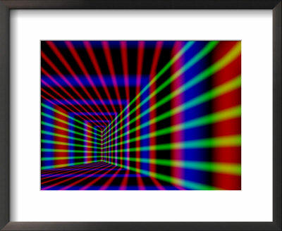 Abstract Design With Blue Red And Green Laser-Like Lines On Black Background by Albert Klein Pricing Limited Edition Print image