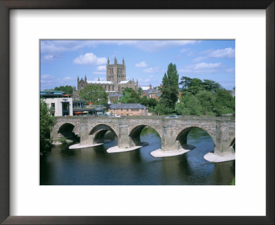 Cathedral, Medieval Bridge And The River Wye, Hereford, Herefordshire, England by David Hunter Pricing Limited Edition Print image