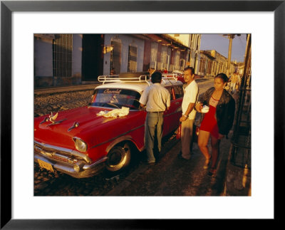 Street Scene With Old Car, Trinidad, Cuba, West Indies, Central America by Bruno Morandi Pricing Limited Edition Print image