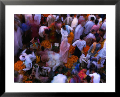 Crowds At Chowk Flower Market During Diwali Festival., Varanasi, Uttar Pradesh, India by Greg Elms Pricing Limited Edition Print image