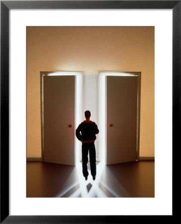 Man Choosing Between Two Doors by Ken Glaser Pricing Limited Edition Print image