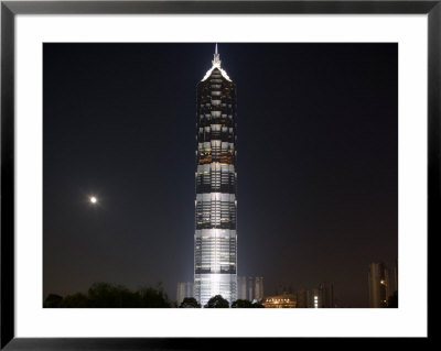 Full Moon Rises Behind Jin Mao Tower In Pudong Economic Zone, Shanghai, China by Paul Souders Pricing Limited Edition Print image