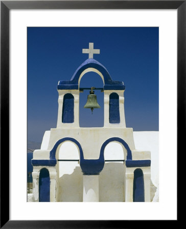 Exterior View Of A White Church With Blue Accents And A Bell by Todd Gipstein Pricing Limited Edition Print image