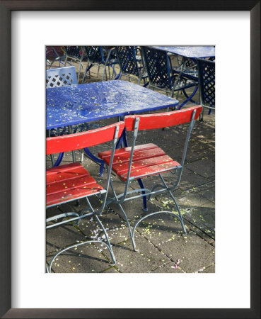 Cafe Table And Chairs On Oberer Rhineweg, Basel, Switzerland by Walter Bibikow Pricing Limited Edition Print image