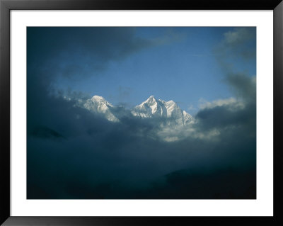 Mount Everest (Left) And Mount Lhotse (Right) Almost Obscured By Clouds by Michael Klesius Pricing Limited Edition Print image