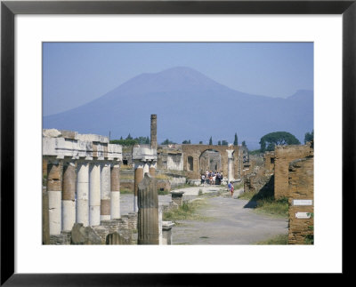 Vesuvius Volcano From Ruins Of Forum Buildings In Roman Town, Pompeii, Campania, Italy by Tony Waltham Pricing Limited Edition Print image