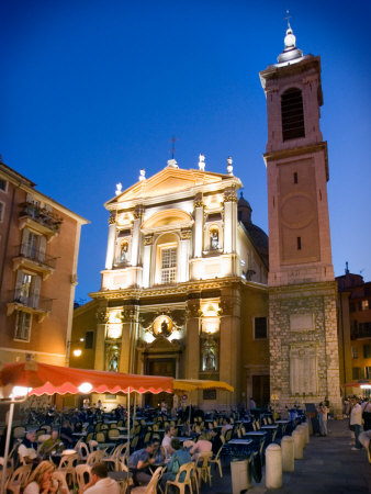 La Claire Fontaine Brasseri In The Piazza Rosetti, Saint Reparate Cathedral, Nice, France by Robert Eighmie Pricing Limited Edition Print image