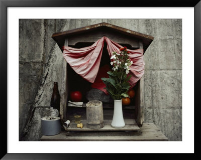 Close View Of A Shrine With Offerings Of Tangerines And An Apple by Sam Abell Pricing Limited Edition Print image