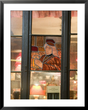 Old Town-Cafe Window, Grande Ile, Strasbourg, Haut Rhin, Alsace, France by Walter Bibikow Pricing Limited Edition Print image