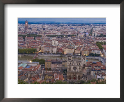 Cityscape, River Saone And Cathedral St. Jean, Lyons (Lyon), Rhone, France, Europe by Charles Bowman Pricing Limited Edition Print image
