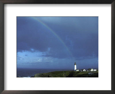Rainbow Over Yaquina Bay Lighthouse, Oregon, Usa by Janis Miglavs Pricing Limited Edition Print image