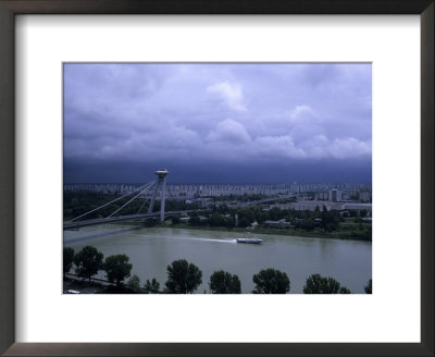 A Modern Bridge Separates The Old And New Parts Of The City, Bratislava, Slovakia by Taylor S. Kennedy Pricing Limited Edition Print image