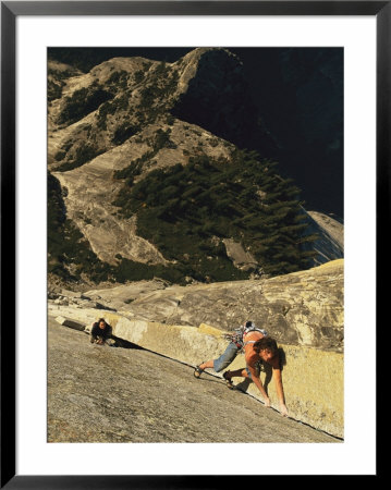 Two Men Rock Climbing On Half Dome, Yosemite, California by Jimmy Chin Pricing Limited Edition Print image