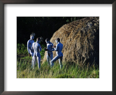 Xhosa Amakweta (Young Men Who Have Just Been Circumcised) Outside Their Hut, South Africa by Roger De La Harpe Pricing Limited Edition Print image