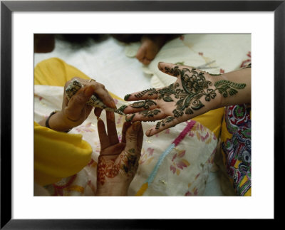 Muscat's Best Henna Artist Paints Designs On The Hands Of A Bride, Oman by James L. Stanfield Pricing Limited Edition Print image