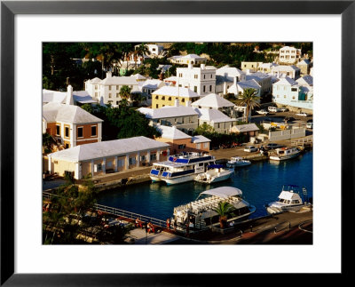 Waterfront Houses And Boats At Dock, St. George's Island, St. George's Parish, Bermuda by Richard Cummins Pricing Limited Edition Print image