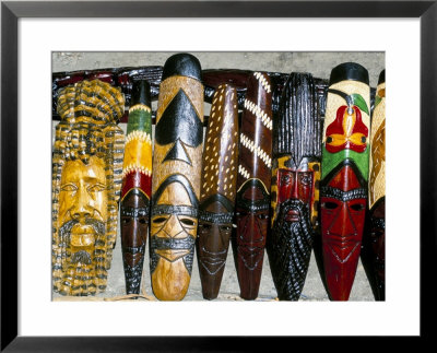 Souvenir Masks For Sale, Ocho Rios, Jamaica, West Indies, Central America by Sergio Pitamitz Pricing Limited Edition Print image