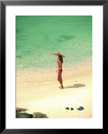 Woman With Umbrella On Beach, Thailand by Jacob Halaska Pricing Limited Edition Print image
