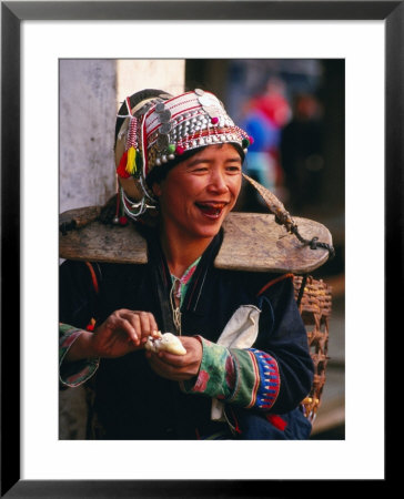 Portrait Of Hilltribe Woman At Market, Muang Sing, Laos by Anders Blomqvist Pricing Limited Edition Print image