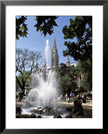 Fountain With Water Jets And Town Hall, Innere Stadt, Vienna, Austria by Richard Nebesky Pricing Limited Edition Print image