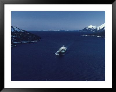 Oil Tanker Passes Through Valdez Narrows With Chugach Mountains by George Herben Pricing Limited Edition Print image
