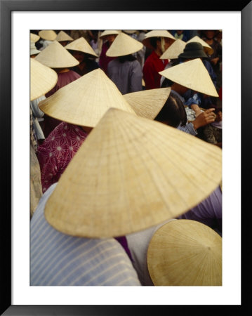 A Crowd Of People In Conical Straw Hats At A Wet Market In Hoi An by Eightfish Pricing Limited Edition Print image