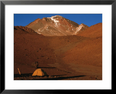 A Tent Pitched In A Snow Bowl Below The Summit Of Cerro Llullaillaco by Maria Stenzel Pricing Limited Edition Print image