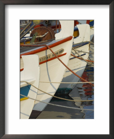 Close Up Of The Front Of Three Fishing Boats In The Harbour, Sitia, Crete, Greek Islands, Greece by Eitan Simanor Pricing Limited Edition Print image