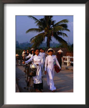 Group Of People Walking Across Bridge, Mekong Delta, Vietnam by Mason Florence Pricing Limited Edition Print image
