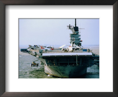 Shrimp Trawler And Uss Lexington Aircraft Carrier, Corpus Christi, Texas by Holger Leue Pricing Limited Edition Print image