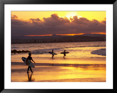 Surfers At Sunset, Gold Coast, Queensland, Australia by David Wall Pricing Limited Edition Print image