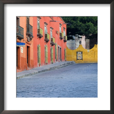 Homes Along Cobblestone Street, San Miguel De Allende, Mexico by Nancy Rotenberg Pricing Limited Edition Print image
