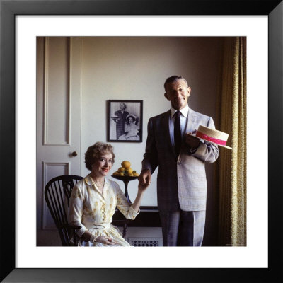 Married Comedy Duo Gracie Allen And George Burns In Front Of Photo Of Them Taken 36 Years Earlier by Allan Grant Pricing Limited Edition Print image