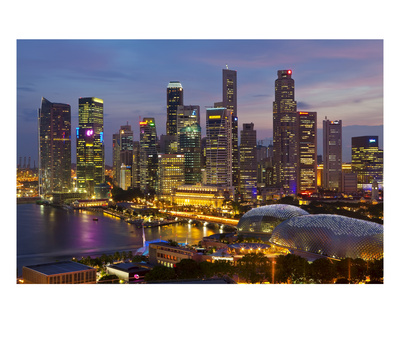Singapore, Singapore Skyline Financial District Illuminated At Dusk, Asia by Gavin Hellier Pricing Limited Edition Print image