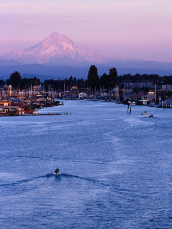 Mt. Hood And Columbia River From Jantzen Beach, Portland, Usa by Ryan Fox Pricing Limited Edition Print image