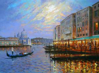 Lamplight Grand Canal by Richard Telford Pricing Limited Edition Print image