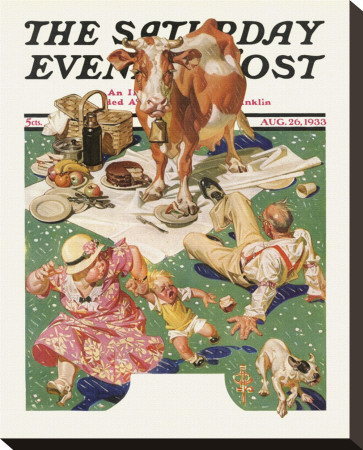 Cow Joins The Picnic, C.1933 by Joseph Christian Leyendecker Pricing Limited Edition Print image