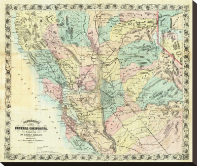 New Map Of Central California, C.1871 by A. L. Bancroft Pricing Limited Edition Print image